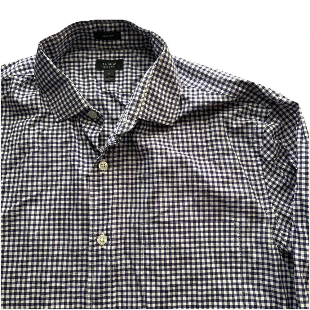 J. Crew Ludlow 120's 2 Ply Purple Check Long Sleeve Button Shirt‎ Men's Medium